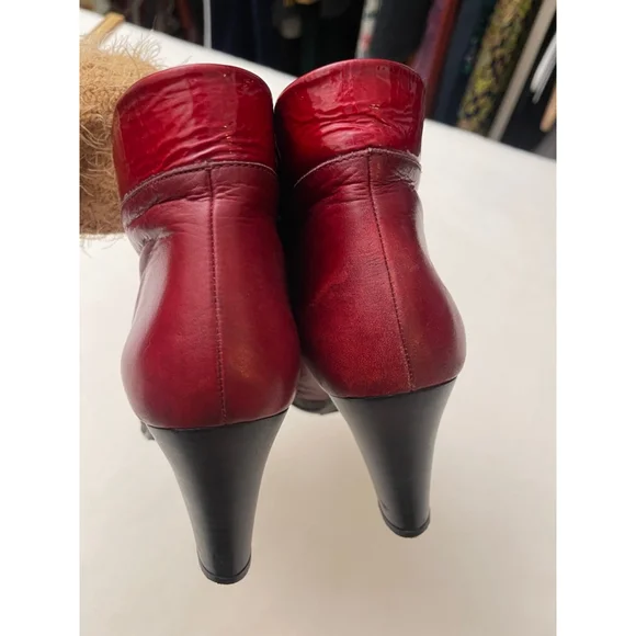 Women's Hispanitas Red Leather Ankle Boots Size 41 EU - Picture 14 of 16